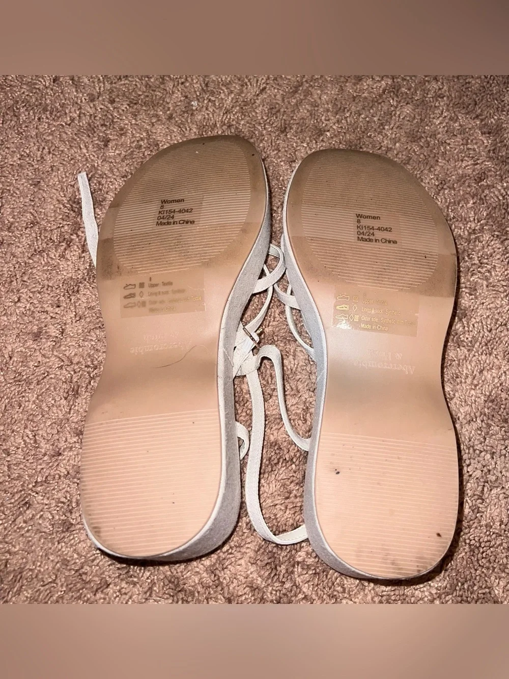 Abercrombie & Fitch Cream Platform Strappy Sandals